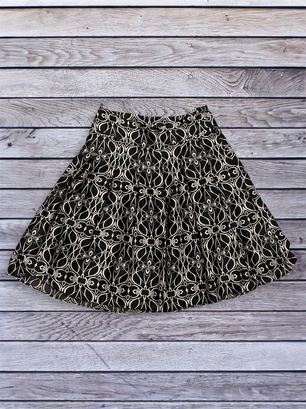 Mossimo Black and Cream Floral Geometric Skirt 4